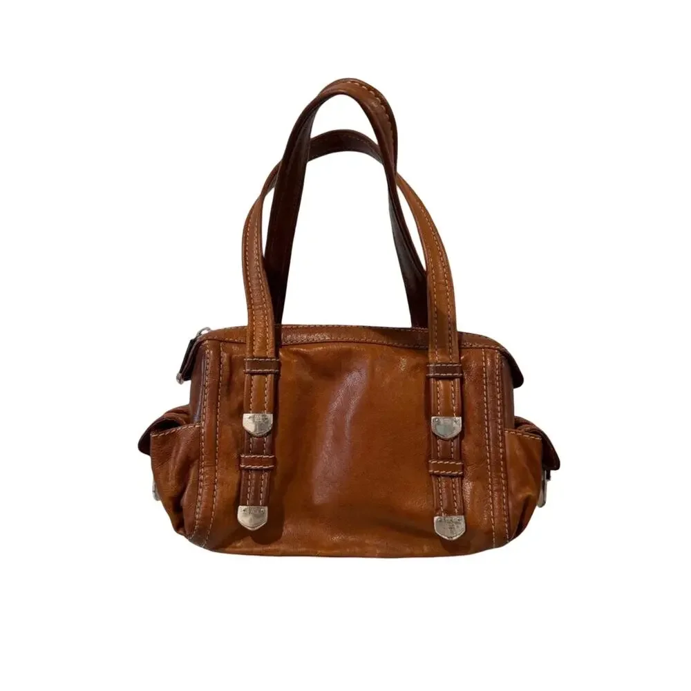 Michael Kors Medium East-West Leather Satchel Bag Caramel – Silver Hardware